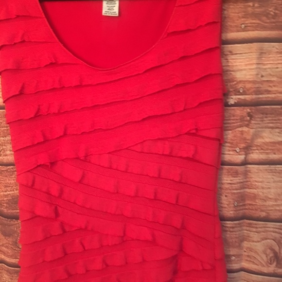 Max Studio Ruffle Dress. Bright Coral. Medium